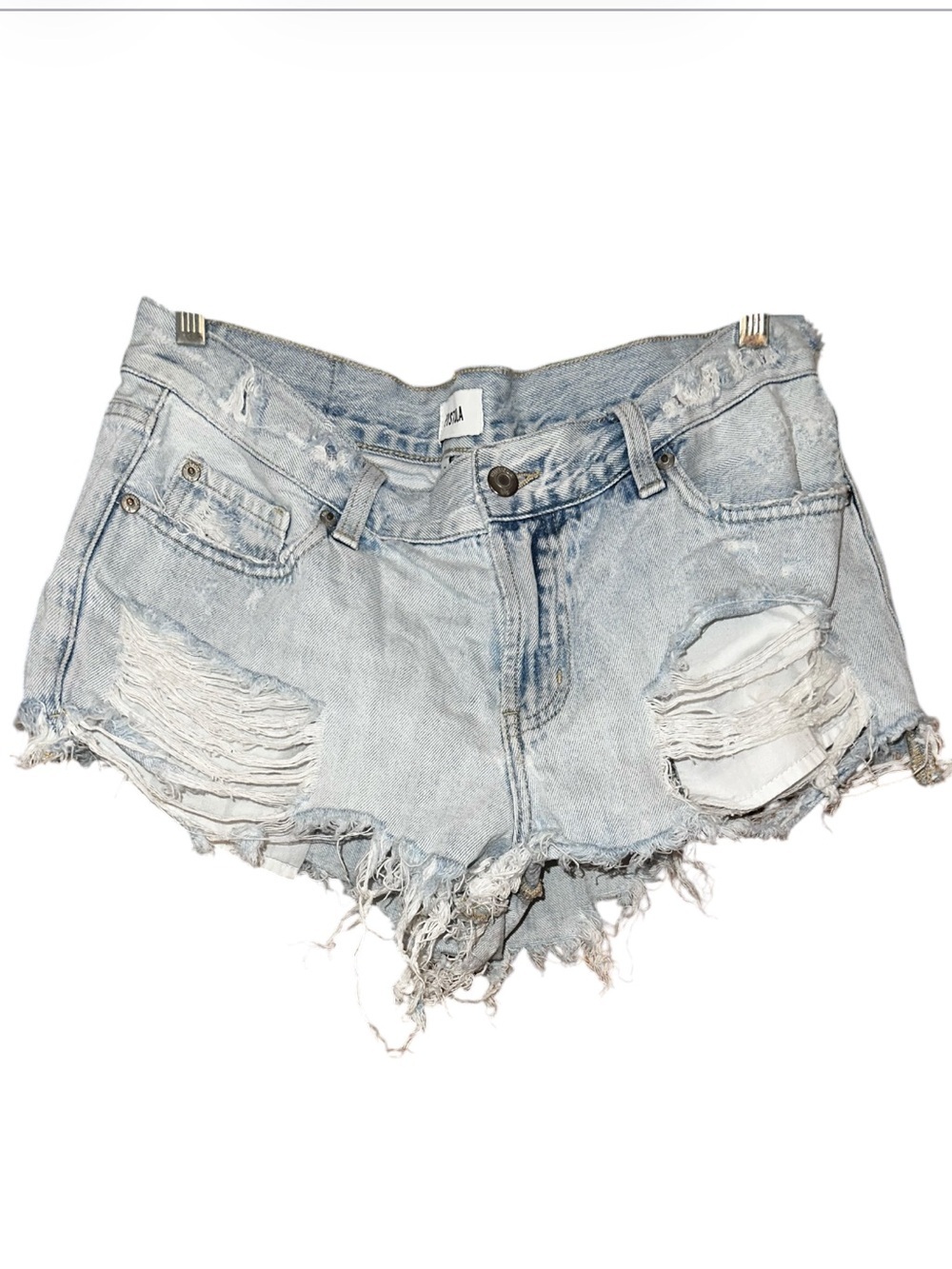 Pistola Washed Light Blue Distressed Denim Shorts
